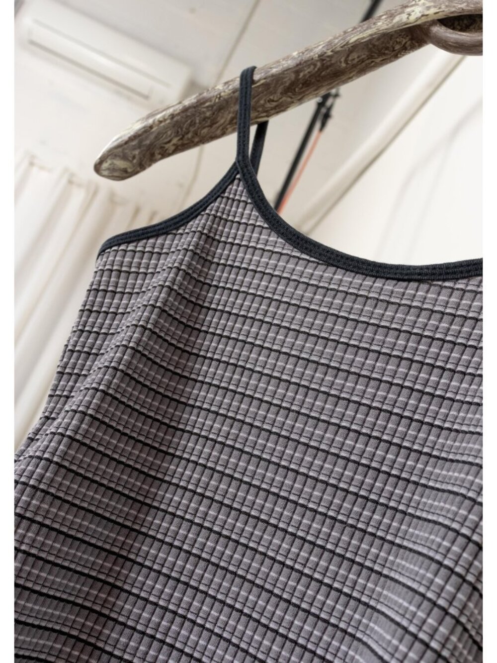 Vintage Ribbed Mini Dress: Striped Cami Sun Dress, USA Made Small - Picture 2 of 10